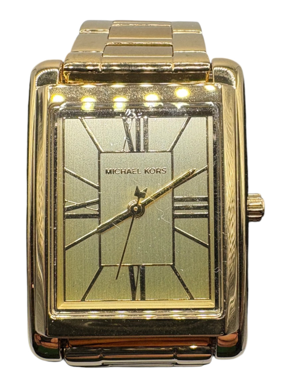Michael Kors Rectangle Dress Watch Womens Gold Roman Numeral